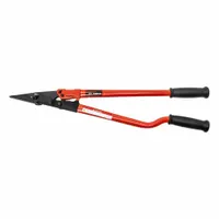 This 2-handed cutter tool is designed for cutting steel strapping. It fits strap tensile of.050 and has an overall length of 24 1/5 inches. Used in industrial packaging and shipping for cutting steel bands securing pallets or bundles