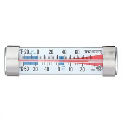TAYLOR Refrigerator/Freezer Thermometer, Analog, Metal Detectable, 3 3/4 in, NSF - Refrigerator & Freezer Thermometers