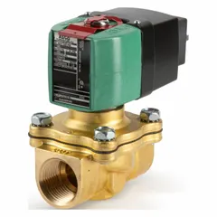 This 2-way/2-position normally open solenoid valve is designed for high-flow applications. It features a 3/8 in pipe size and operates on 100 to 240V AC/DC power. Suitable for use in fluid or gas control systems requiring a fail-open configuration.