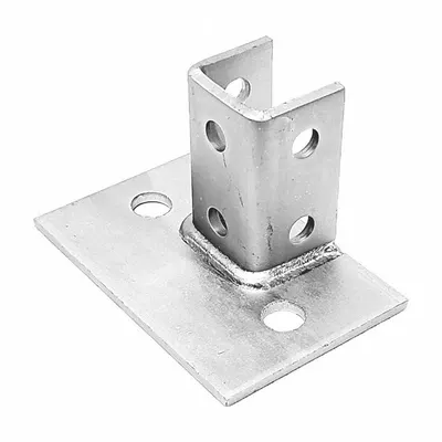 VAST V62SQHDG Post Base for Single Channel, Hot Dipped Galvanized, 6 Holes - Post Bases for Single Channels