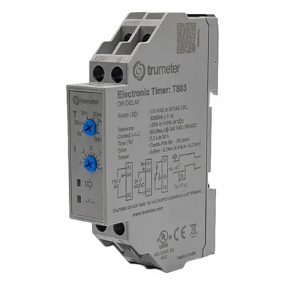 TRUMETER Time Delay Relay: 110V AC/24V AC/DC - DIN Rail-Mounted Relays