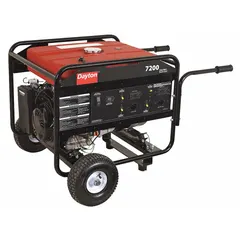 Gasoline-powered conventional generator delivering 7200 W running and 13400 W starting power at 120/240V AC. Includes GFCI outlets. Suitable for backup power at construction sites, outdoor events, and home emergencies. Not CARB compliant, not parallel capable, no CO shutdown.