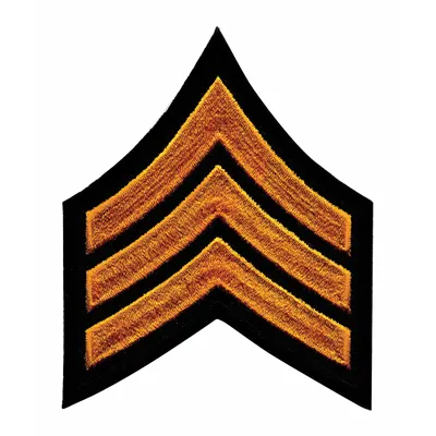 HEROS PRIDE Embroidered Patch: SGT, 3 in, Black/Gold, Polyester/Rayon, Rank Insignia - Embroidered Insignia