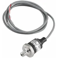 Pressure transmitter with cable and wire leads, providing a 1 to 5V DC output over a -15 to 30 psi range. Features ±0.5% accuracy, nylon housing, and 1/8 in male NPT connection. Rated IP67 and NEMA 4X for protection against dust and water ingress. Suitable for industrial pressure measurement in environments requiring resistance to moisture and corrosion