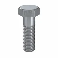 Metric hex head cap screw, M16 thread, 50 mm length, partially threaded. Made of Class 8.8 steel with zinc plating. Meets ISO 898 material quality standards and DIN 960 dimensional standards. Supplied in a 25-piece pack. Used in general mechanical fastening applications requiring high-strength bolted joints