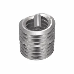 Free-running helical insert with tanged tang for installation. M6-1.00 right-hand coarse metric thread, plain finish. Used to repair or reinforce threads in metal components, providing a wear-resistant thread in softer materials. Supplied in a 1,000-piece pack.