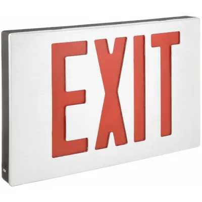 LITHONIA LIGHTING Exit Sign: LED, Black, Red, 1 or 2 Faces, Ceiling, Not Battery Powered - Aluminum Lighted Exit Signs