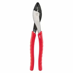 This pliers-style crimper is designed for crimping insulated wire terminals and connectors. With a 2-inch overall length and non-adjustable design, it is ASME rated for secure, reliable connections in electrical installations and maintenance tasks.
