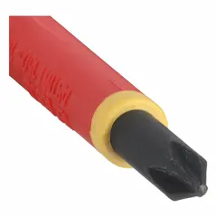 This #1 size insulated Phillips screwdriver features a cushion grip for comfort and a friction-type blade retention. It is tether ready for drop prevention at height and is not ESD safe. Suitable for electrical work where protection against accidental contact with live circuits is required.