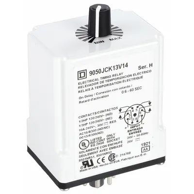 SCHNEIDER Single Function Time Delay Relay: Socket Mounted, 24V AC/DC, 10 A - Socket-Mounted Relays