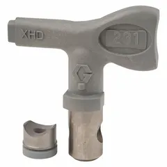 Airless spray gun tip with 0.031 in orifice for applying paints and coatings. Gray finish. Compatible with GRACO XHF series and model XHD001. Used in industrial finishing, maintenance, and construction applications.
