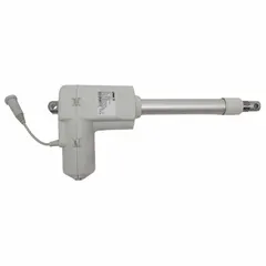 This high/low actuator is a replacement part for Joerns Care Bari10A healthcare beds. Constructed of metal and plastic with a gray finish, it controls bed height adjustment for patient positioning in medical facilities.