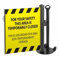 Single Mobile Stand: 38 in Post Ht, 11 1/2 ft Belt Lg, Yellow, 1 No. of Posts, Message (MPN ZP+SPP-Y-PTL)