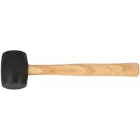 Rubber Mallet: Wood Handle, 13 oz Head Wt, 2 1/4 in Dia, 3 in Head Lg, 13 in Overall Lg, Black