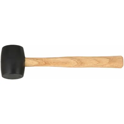 WESTWARD Rubber Mallet: Wood Handle, 13 oz Head Wt, 2 1/4 in Dia, 3 in Head Lg, 13 in Overall Lg - Rubber Mallets