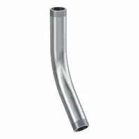 This 45° aluminum elbow is used to change the direction of rigid metal conduit (RMC) runs in electrical installations. It has a 3-1/2 in trade size, NPT threads, and an overall length of 28 9/32 in. Complies with UL 6A and ANSI C80.5 standards