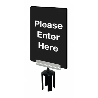 TENSABARRIER Black Plastic Double-Sided Sign for Post Tops - Signs for Post Tops