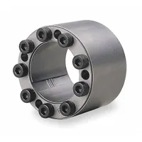This keyless bushing provides a shaft-to-hub connection without keys or keyways, using multiple locking screws for zero-backlash mounting. Made of carbon steel with a 3 9/64 in outer diameter and 0.945 in width, it is suitable for inch-system power transmission applications such as mounting sprockets, pulleys, or couplings onto shafts
