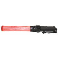 Red LED traffic baton powered by (2) batteries. Provides steady light with a maximum run time of 91 hours. Includes a wrist strap for secure handling. Used for traffic direction, crowd control, and safety signaling in industrial facilities, construction zones, and event management