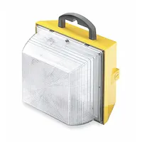 This floor stand light is equipped with a single metal halide lamp head. It is designed for temporary job site illumination, providing bright area lighting for construction sites, maintenance areas, and other work zones. The yellow housing offers high visibility on site