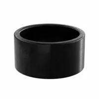This low-friction plastic sleeve bearing has a 1 1/4 in bore, 1 1/2 in OD, and 3/4 in overall length. It is black and operates from -40°F to 500°F. Suitable for use in industrial machinery, conveyors, and packaging equipment where self-lubricating, high-temperature resistance is required