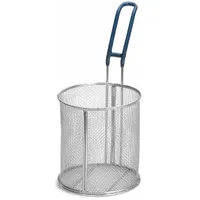 Pasta basket for commercial kitchens, 0.8 mm gauge, 5 1/4 in diameter, 7 in overall height. Used in compatible pasta cookers for boiling and draining pasta. Lid not included. Not NSF certified