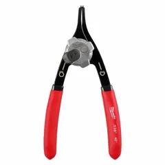 Convertible retaining-ring pliers designed for installing and removing internal and external retaining rings. Suitable for bore diameters from 3/8 in to 9/16 in. Overall length of 6 in. Used in maintenance, repair, and assembly operations requiring secure ring placement.