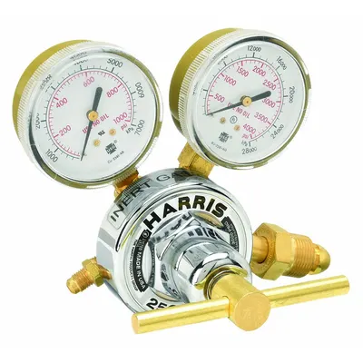HARRIS Gas Regulator: Single Stage, CGA 580 Inlet, 1/4" 45° Flared Tube Outlet - Purging Regulators