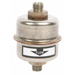 Thermostatic steam trap for condensate removal and air venting in steam systems. Used in industrial oven applications to maintain thermal efficiency and prevent steam loss. OEM replacement part for Garland Manufacturing ovens.