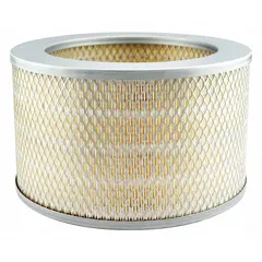 Engine air filter with round-oval shape and axial seal. Overall height 6 inches. Compatible with Chrysler vehicles. Captures airborne contaminants to protect engine components.
