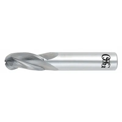 OSG Ball End Mill: Carbide, TiAlN Coated, 3 Flute, 17/64" Mill Dia, 3/4" LOC - General Purpose Carbide Ball End Mills