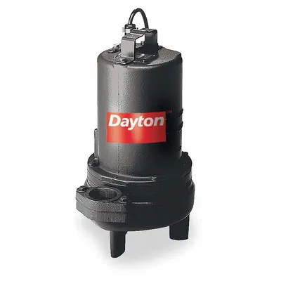 Dayton Sewage Ejector Pump: Three Phase, 1 1/2 hp, 460V AC, 175 gpm Flow Rate @ 10' of Head - General Purpose Sewage Ejector Pumps