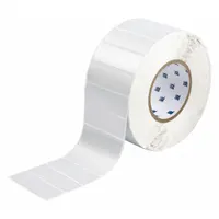 Pre-Cut Label Stock Roll: 1 in x 2 in, 3 13/64 in x 1 in, Metalized Polyester, Metal Detectable (MPN THT-18-435-3)
