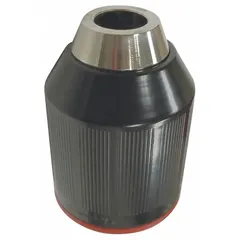 Keyless drill chuck with 1/2" carbide tip for tool-free bit changes. Suitable for drilling in metal, wood, and masonry applications.