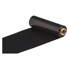 Black resin ribbon from the R6200 series, 4 in x 242 ft, with high-temperature resistance. UL Recognized. Compatible with Brady BBP11 and BBP12 printers. Used for printing durable labels in industrial environments requiring heat-resistant identification.