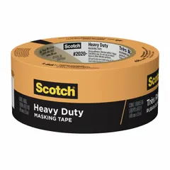 3M 2020+ masking tape is a rubber-based crepe paper tape with an orange backing. It is 6.7 mil thick, 1 7/8 in wide, and 60 1/8 yd long. Suitable for indoor and outdoor use on vinyl surfaces, it provides clean paint lines and temporary surface protection in painting and general maintenance applications.