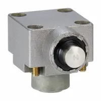 Plunger head with side actuator location for momentary switching action. Compatible with XCKJ series limit switches. Used in industrial automation to detect position or presence of moving parts