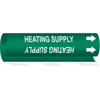 Pipe Marker: Heating Supply, Green, White, Fits 1/2 to 1 3/8 in Pipe O.D., 1 Pipe Markers (MPN 5824-O)