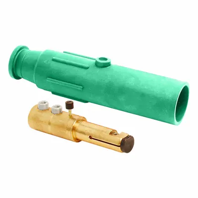 LEVITON Single Pole Inline: Male, Green, 600V AC/600V DC, 600 A, Double Set Screw Termination - Plugs with Set Screw Terminations