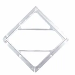 Aluminum placard holder measuring 10 3/4 in wide by 10 3/4 in high. Designed for vehicle mounting to display required placards such as hazard warnings or identification labels. Corrosion-resistant construction suitable for industrial fleet and transport applications.