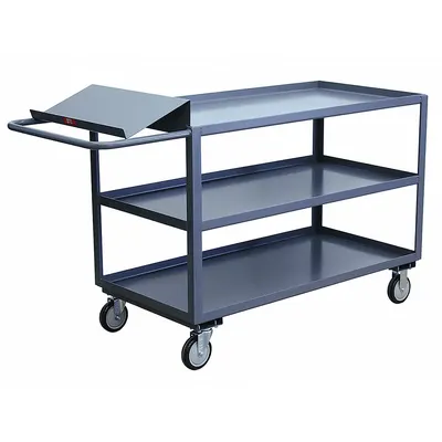 JAMCO Utility Cart: 1,200 lb, 3 Shelves, 45 in L x 19 in W x 39 in H Overall Dim - Order-Picking Utility Carts with Lipped Metal Shelves