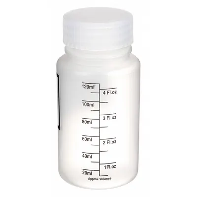 DYNALON Storage Bottle: Polypropylene, 125 mL, 4.22 fl oz, Closure Included, Colorless - Polypropylene Wide Mouth Round Lab Bottles