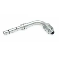 Steel 90° O-Ring fitting with E-Clip design, 12 dash size, and 0.63 in hose inside diameter. Suitable for connecting hoses in refrigeration systems using R502 refrigerant