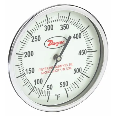 Dwyer Fixed-Angle Glow-in-the-Dark Thread-Mount Dial Thermometer - Fixed-Angle Glow-in-the-Dark Thread-Mount Dial Thermometers