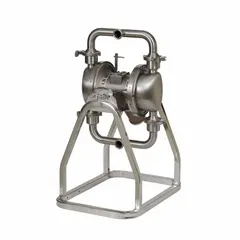 This GRACO air-operated double diaphragm pump features a stainless steel construction with a 2-inch Tri-Clamp connection. It delivers a flow rate of 180 gpm and includes PTFE check valves with a stainless steel seat. Designed for sanitary fluid transfer in food, dairy, beverage, and pharmaceutical applications.