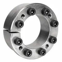This flanged keyless bushing uses a multi-screw locking assembly to provide a secure shaft-to-hub connection without keyways. Designed for a 32 mm shaft diameter with a 60 mm outer diameter and 34.5 mm width, it is suitable for power transmission applications such as conveyors, pumps, and gearboxes where precise torque transmission and easy installation are required.