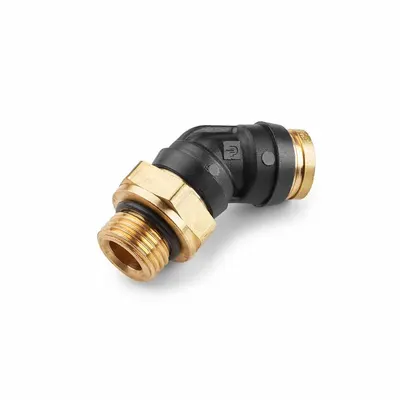 PARKER Push-Fit Elbow Fitting: 1/2 in OD x 22 mm Pipe Fitting Size, Push-to-Connect x Metric - Brass & Composite Air Brake Fittings