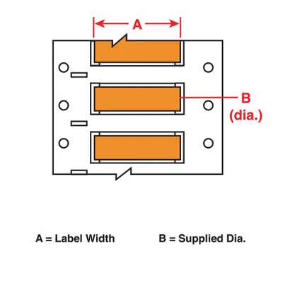 BRADY Sleeve Label: 1/4 in x 2 in, Polyolefin, Orange (Matte) - Brady Precut Sleeve Label Rolls