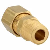 This standard sleeve brass compression fitting connects 1/4 in OD tubing to 1/8 in pipe threads with a Compression x MNPT configuration. Suitable for use in fluid systems requiring leak-free connections in pneumatic, hydraulic, and instrumentation applications. Sold in a 10-pack