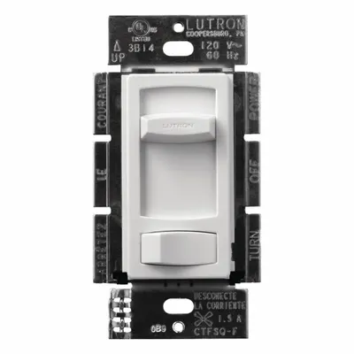 LUTRON Speed Control: Rocker/Single Slide, SPDT, 1 Switches or Dials, 120V AC - Slide Fan Speed Controls